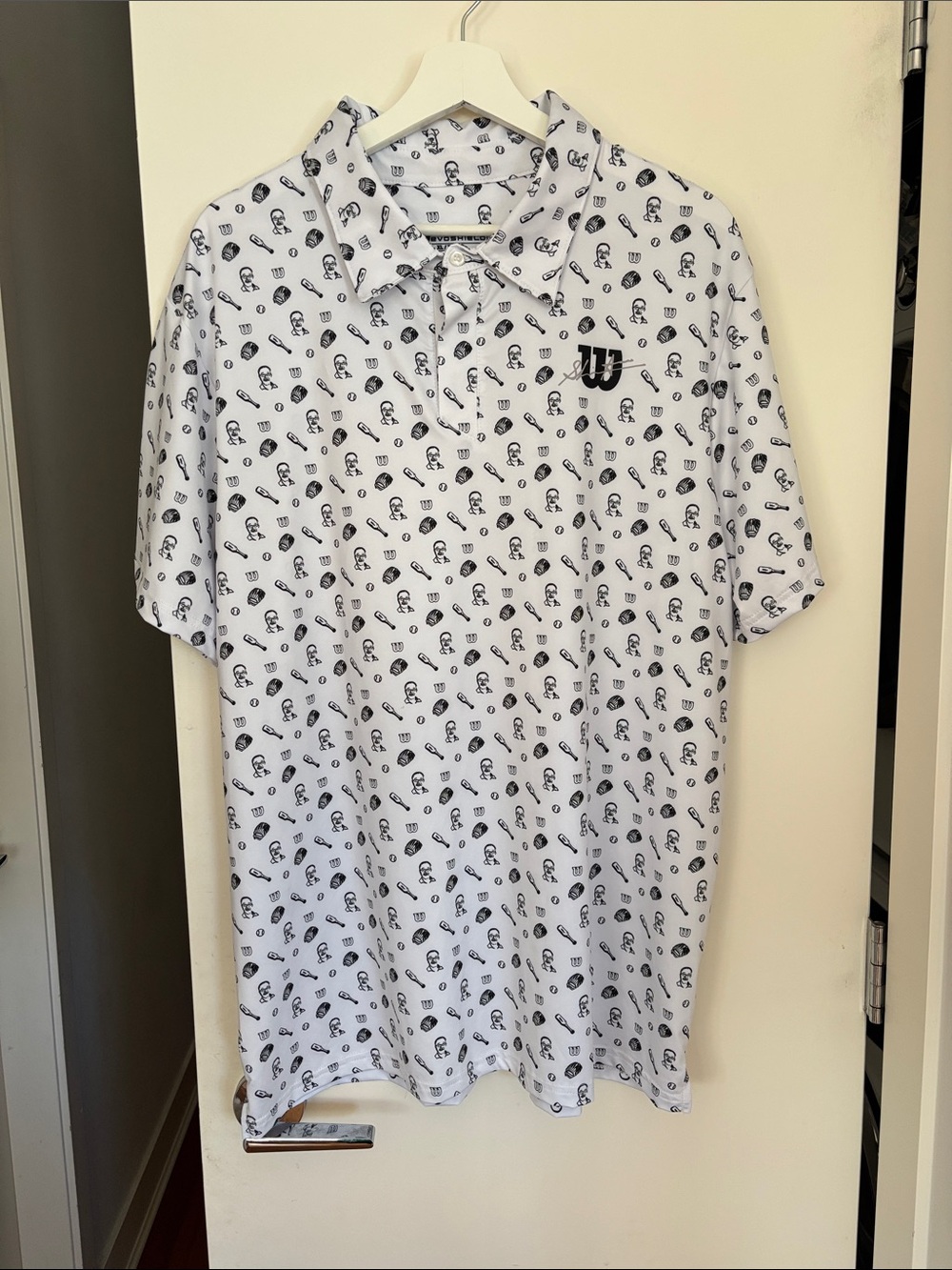 EvoShield Wilson Shigeaki Aso Baseball Glove Master Polo Shirt Mens XL White Rar